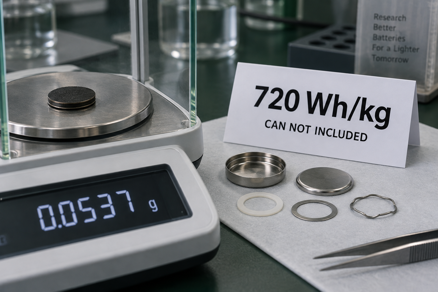 Coin-cell electrode stack weighed with the steel can and lid excluded